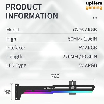 Herní grafická karta upHere Brace s ARGB LED synchronizací, nastavitelná v závislosti na grafické