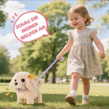 Hračka pro pejska s vodítkem, chodí a štěká, pejsek pro holčičky od 4, 5, 6 let, růžový