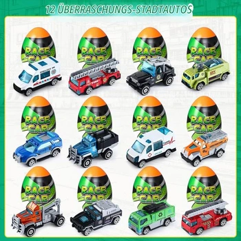 Sada autíček, hračky, překvapivé vajíčko, město, auta a nákladní auta, lité auto, 12 dílků, hračky,