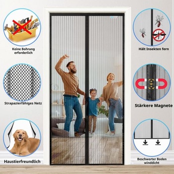 Sieť proti hmyzu na dvere 100x210 cm, magnetická sieť proti hmyzu na balkónové dvere, ochrana proti