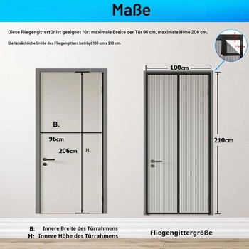Sieť proti hmyzu na dvere 100x210 cm, magnetická sieť proti hmyzu na balkónové dvere, ochrana proti