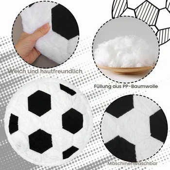 Plyšová futbalová lopta Augesak, 35 x 35 cm mäkký nadýchaný vankúš na sedák s futbalovou tématikou,