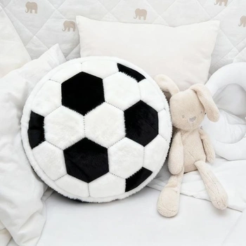 Plyšová futbalová lopta Augesak, 35 x 35 cm mäkký nadýchaný vankúš na sedák s futbalovou tématikou,