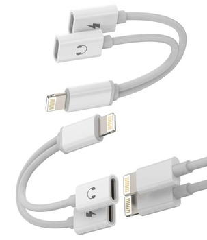Adaptér Lightning (2 ks) nabíjačka pre slúchadlá, dvojitý konektor, príslušenstvo, kábel,