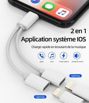 Adaptér Lightning (2 ks) nabíjačka pre slúchadlá, dvojitý konektor, príslušenstvo, kábel,