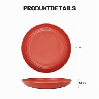 Sada 8 tanierov s priemerom 25 cm, nerozbitné taniere, opakovane použiteľné taniere, ľahké plastové