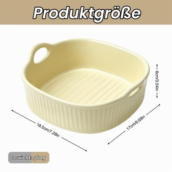 Keramická zapékací miska do fritézy, miska na lasagne 18,5 × 17 × 6 cm čtvercová zapékací miska