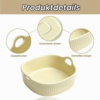 Keramická zapekacia miska do fritézy, miska na lasagne 18,5 × 17 × 6 cm štvorcová zapekacia miska