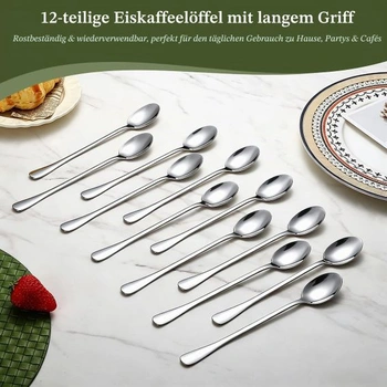 Sada lžiček Berglander Latte Macchiato, 12 kusů, 19,8 cm, nerezové lžičky na kávu, lžičky na