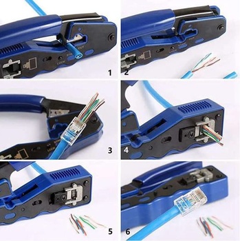 Sada krimpovacích klieští Greluma RJ45 pre priechodné konektory a káble Cat6, Cat6A, Cat5, Cat5e,
