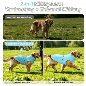 Chladiaca vesta pre psov s 8 ľadovými obkladmi, chladiaca vesta pre malých aj veľkých psov, modrá, veľkosť L