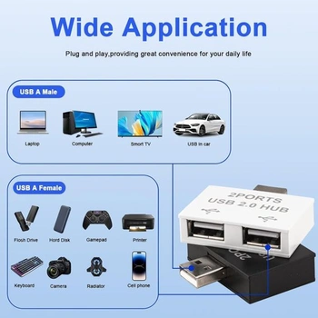 USB 2.0 rozbočovač 1 na 2, USB hub, duální port