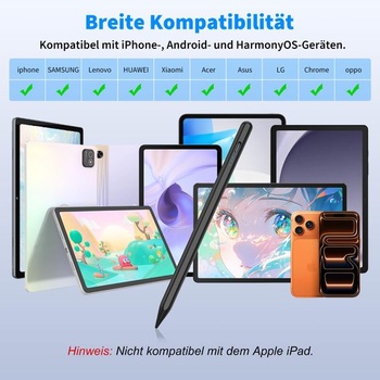 Tabletové pero pre Android, stylus, univerzálna ceruzka pre tablety, tmavo čierna, univerzálny model