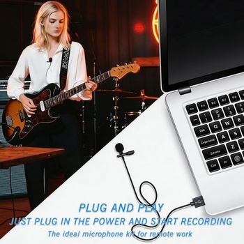 USB klopový mikrofón, všesmerový kondenzátorový mikrofón s 1,5m káblom, mini USB PC mikrofón pre