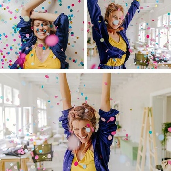 Svadobné konfety poppers*4 ks, XiXiRan konfety poppers ružové, konfety poppers odhalenie pohlavia,