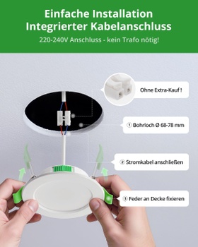 Vstavané LED svietidlá Homeow biele, 10 ks