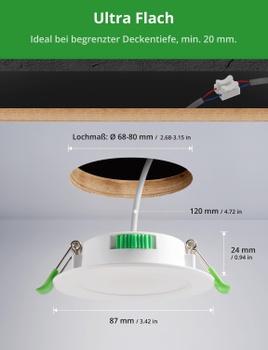 Vstavané LED svietidlá Homeow biele, 10 ks