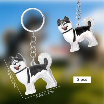 2 přívěsky na klíče se sběratelem psích chlupů husky, roztomilé přívěsky na klíče se sběratelem