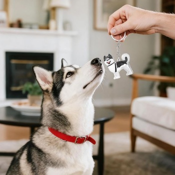 2 přívěsky na klíče se sběratelem psích chlupů husky, roztomilé přívěsky na klíče se sběratelem