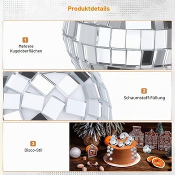 Sada 34 dekorácií mini disco guľou s palmovými listami, 1,5-4 cm