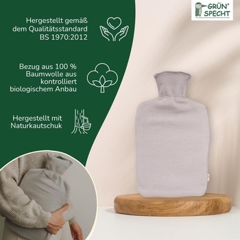 GRÜNSPECHT termofor z prírodného kaučuku s viečkom, 2,0 l, skrutkovací uzáver. Termofor s organickým