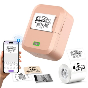 Tlačiareň štítkov M60 s Bluetooth, 20–58 mm, 203 DPI, USB a aplikácia, lososovo ružová