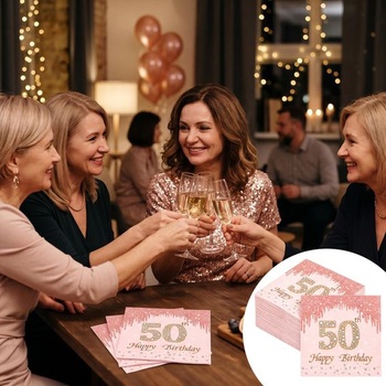 Sada 60 ubrousků Trabag k 50. narozeninám pro ženy, párty dekorace, dekorace k narozeninám pro muže