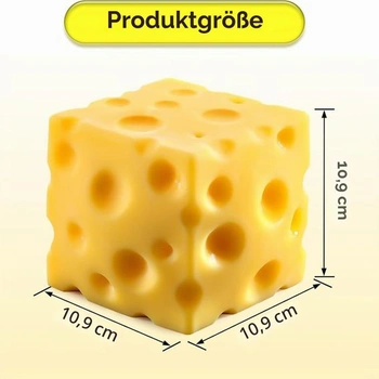 Měkká mačkací hračka Squeeze Cheese Cube Squishy, 1 kus, žlutá, pro mačkání, tahání a hnětení při