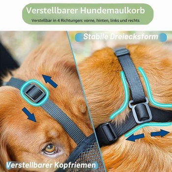 Náhubok pre veľké psy, náhubok pre stredné psy so zapínaním na suchý zips, priedušná maska ​​pre