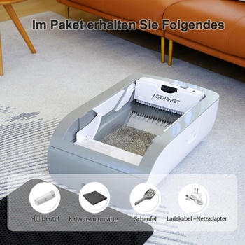 Samočistiaca mačacia toaleta MA1-12-Pro, 75,5 x 52,5 x 25,5 cm, sivá - B