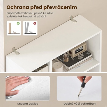 Knižnica s otvorenými policami DJ504924_1, 155 x 60 x 24 cm, biela - B