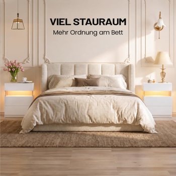 Nočný stolík s osvetlením A25-1-EUR, 3 zásuvky, 50 x 38 x 60 cm, biely - B