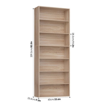Knižnica FPB-425, 60 x 23,5 x 209,5 cm, 7 políc, dubová - A