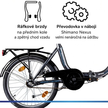 Skladací bicykel ZF40, 20 palcov, 3 prevody, 17,3 kg, šedé - N