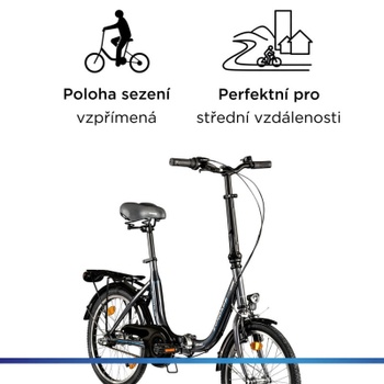Skladací bicykel ZF40, 20 palcov, 3 prevody, 17,3 kg, šedé - N