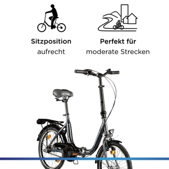 Skladací bicykel ZF40, 20 palcov, 3 prevody, 17,3 kg, šedé - N