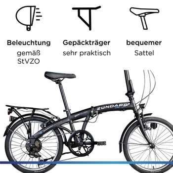 Skladací bicykel ZF20 Speed, 20 palcov, nosnosť 120 kg, čierne - A