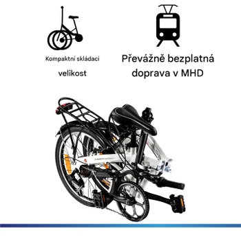 Skladací bicykel ZF20 Speed, 20 palcov, nosnosť 120 kg, biele - N