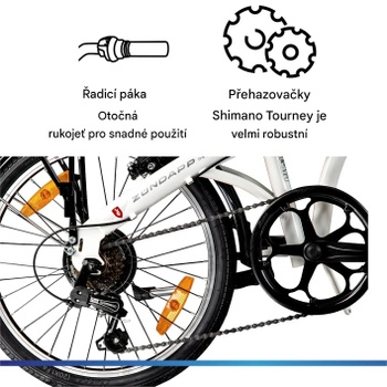 Skladací bicykel ZF20 Speed, 20 palcov, nosnosť 120 kg, biele - N