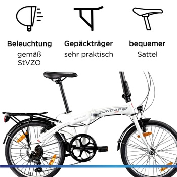 Skladací bicykel ZF20 Speed, 20 palcov, nosnosť 120 kg, biele - N