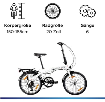 Skladací bicykel ZF20 Speed, 20 palcov, nosnosť 120 kg, biele - N