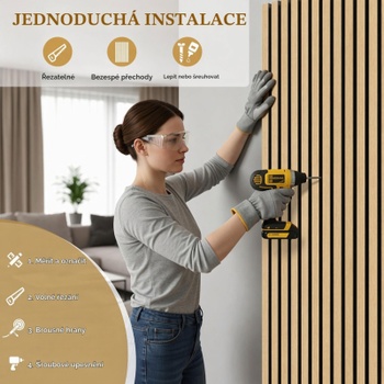Akustické obkladové panely DY-AP001, 120 x 60 x 2,1 cm, 4 kusy, dub - N