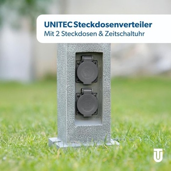 Zahradní prodlužovací lišta UNITEC v kamenném vzhledu, zahradní zásuvka, venkovní zásuvka, IP 44,