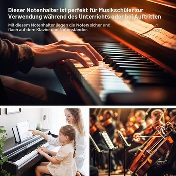 Notová zložka A4, 60 priehradok/120 strán na noty, gitara, husle, čierna