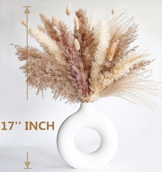 Dekorace ze sušené pampasové trávy, 128 kusů pampasové trávy s květinami z rákosu, kytice z