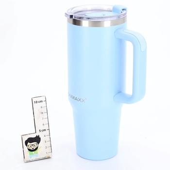 Hrnček IronMaxx s rukoväťou - ľadovo modrý 1,2 l | so slamkou | Elegantný, moderný dizajn z nerezovej