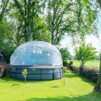 Zastrešenie bazéna, ø 488 cm, PVC, priehľadné - N