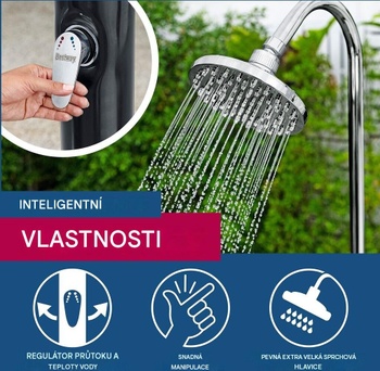 Solárna záhradná sprcha, 8 l, 218 cm, čierna - B