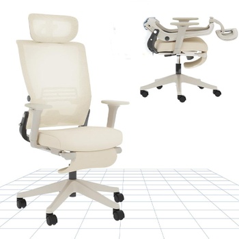 Ergonomická kancelárska stolička OS1W s bedrovou opierkou, krémovo biela - B