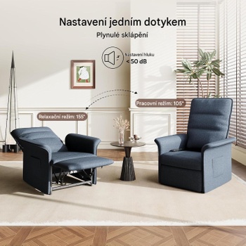 Elektrické polohovacie kreslo s nastaviteľným operadlom X1DG-EUV2, tmavo šedé - N
